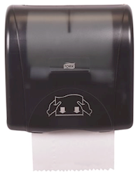 DISPENSER, HARDWOUND PAPER TOWELS, TORK, 7.5 SERIES, MINI, MANUAL, BLACK LARGE