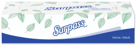 FACIAL TISSUE, SURPASS, 2-PLY, 100 SHEETS/BX, 30 BOXES/CT MAIN