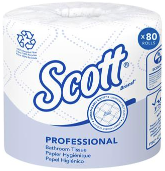 TOILET TISSUE, STANDARD ROLLS, SCOTT, RECYCLED, 2-PLY, WHITE, 473 SHEETS/ROLL, 80 ROLLS/CT THUMBNAIL