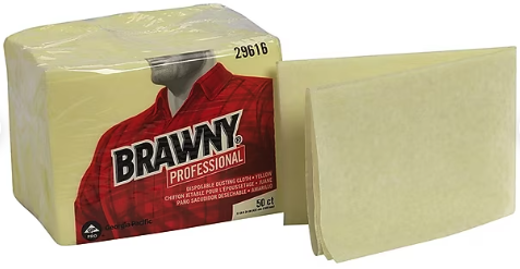 DUSTING CLOTHS, BRAWNY, DISPOSABLE, YELLOW, 50/CT LARGE