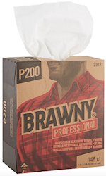 WIPES, BRAWNY PROFESSIONAL P200, DISPOSABLE, WHITE, 148 TOWELS/BX, 20 BOXES/CT LARGE