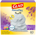 13 GALLON, 0.72 MIL, WHITE, 24" X 27.36", LOW DENSITY, GLAD, 80/CT THUMBNAIL