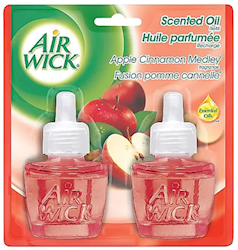 AIR FRESHENER, AIR WICK, APPLE CINNAMON MEDLEY, SCENTED OIL, 2/CT LARGE