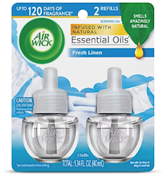 AIR FRESHENER, AIR WICK, SNUGGLE FRESH LINEN, ESSENTIAL OIL, REFILLS, 2/CT LARGE