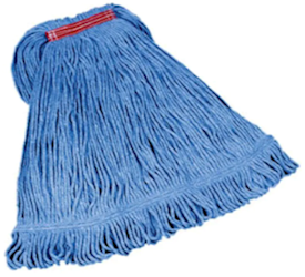 MOP HEAD, RUBBERMAID, SUPER STITCH, 24 OZ BLEND, WET MOP, 1" HEADBAND, BLUE, 6/CT LARGE