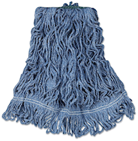 MOP HEAD, RUBBERMAID, SUPER STITCH, MEDIUM, WET MOP, TAILBAND, BLUE, 6/CT MAIN