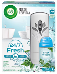 AIR FRESHENER KIT, INCLUDES DISPENSER/BATTERIES & REFILL, AIR WICK, FRESH WATERS SCENT, 5.89 OZ LARGE