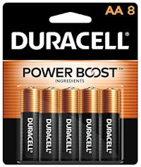 BATTERIES, AA, DURACELL, COPPERTOP, ALKALINE, 8/CT MAIN