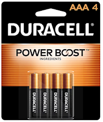 BATTERIES, AAA, DURACELL, COPPERTOP, ALKALINE, 4/CT LARGE