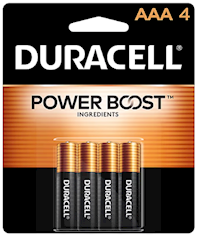 BATTERIES, AAA, DURACELL, COPPERTOP, ALKALINE, 4/CT MAIN