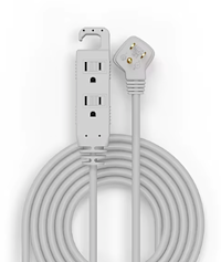 EXTENSION CORD, 3-OUTLET, STAPLES, SAFETY COVERS, GREY, 8' MAIN