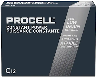 BATTERIES, DURACELL PROCELL, ALKALINE, C, 12/CT LARGE
