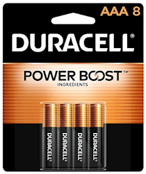 BATTERIES, AAA, DURACELL, COPPERTOP, ALKALINE, 8/CT LARGE