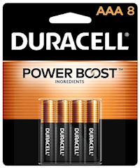 BATTERIES, AAA, DURACELL, COPPERTOP, ALKALINE, 8/CT MAIN