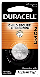 BATTERY, DURACELL 2032, LITHIUM, 1/EA LARGE