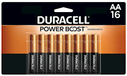 BATTERIES, AA, DURACELL, COPPERTOP, ALKALINE, 16/CT LARGE