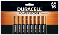 BATTERIES, AA, DURACELL, COPPERTOP, ALKALINE, 16/CT MAIN