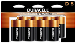 BATTERIES, D, DURACELL, COPPERTOP, ALKALINE, 8/CT THUMBNAIL