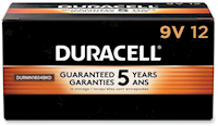 BATTERIES, 9V, DURACELL, COPPERTOP, ALKALINE, 12/CT MAIN