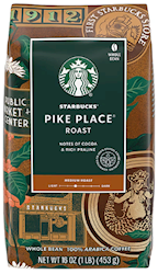 COFFEE, MEDIUM ROAST, STARBUCKS PIKE PLACE, WHOLE BEAN, 16 OZ LARGE
