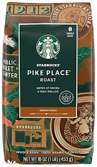 COFFEE, MEDIUM ROAST, STARBUCKS PIKE PLACE, WHOLE BEAN, 16 OZ MAIN