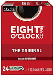 COFFEE, EIGHT O'CLOCK, ORIGINAL BLEND, MEDIUM ROAST, KEURIG K-CUP PODS, 24/BX LARGE