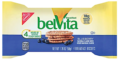 BREAKFAST BARS, BELVITA, BLUEBERRY, 1.76 OZ., 8 BARS/BX LARGE