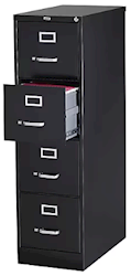 FILE CABINET, 4-DRAWER, LOCKING, LETTER, BLACK, 25" D LARGE