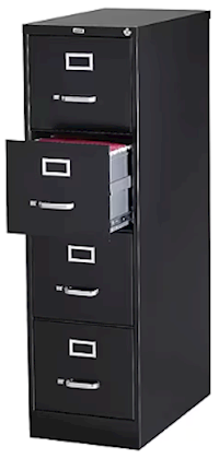 FILE CABINET, 4-DRAWER, LOCKING, LETTER, BLACK, 25" D MAIN