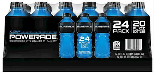 POWERADE, SPORTS DRINK, MOUNTAIN BERRY BLAST, LIQUID, 20 FL OZ., 24/CT LARGE