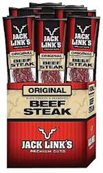 BEEF JERKY, JACK LINK'S, ORIGINAL BEEF STEAK, 1 OZ., 12/CT LARGE