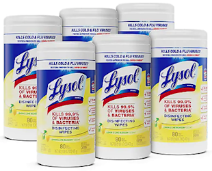 DISINFECTING WIPES, LYSOL, LEMON & LIME BLOSSOM SCENT, 8 WIPES/CAN, 6 CANS/CT LARGE