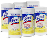 DISINFECTING WIPES, LYSOL, LEMON & LIME BLOSSOM SCENT, 8 WIPES/CAN, 6 CANS/CT MAIN