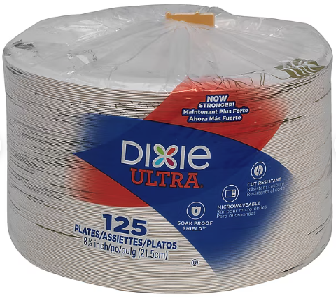 PAPER PLATES, DIXIE, HEAVY-WEIGHT, 8.5", 125/CT THUMBNAIL