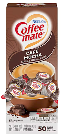 COFFEE CREAMER, COFFEE MATE, CAFE MOCHA, LIQUID, 0.38 OZ., 50/BX MAIN