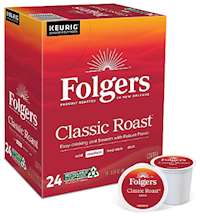 COFFEE, MEDIUM ROAST, FOLGERS, CLASSIC ROAST, KEURIG K-CUP PODS, 24/CT MAIN