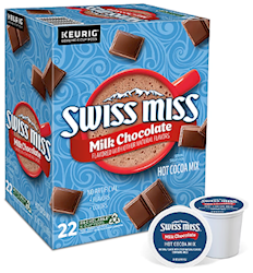 HOT CHOCOLATE, SWISS MISS MILK CHOCOLATE, KEURIG K-CUP PODS, 22/BX LARGE
