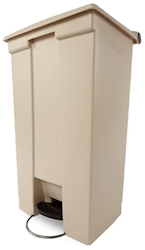 TRASH CAN, RUBBERMAID, INDOOR, FIRE-SAFE, STEP, BEIGE, 23 GALLON LARGE