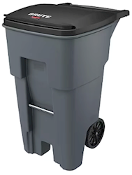 TRASH CAN, RUBBERMAID BRUTE, ROLLOUT, PLASTIC, OUTDOOR, GREY, 65 GALLON LARGE