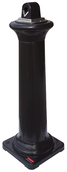 ASH URN, RUBBERMAID GROUNDSKEEPER, STAINLESS STEEL, BLACK THUMBNAIL