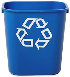 RECYCLING BIN, RUBBERMAID, BLUE, 3.25 GALLON LARGE