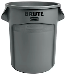 TRASH CAN, RUBBERMAID BRUTE, PLASTIC, VENTED, NO LID, GREY, 20 GALLON LARGE