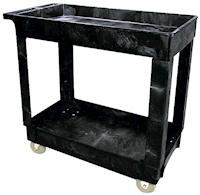 UTILITY CART, RUBBERMAID, 2-SHELF, PLASTIC/POLY, BLACK MAIN