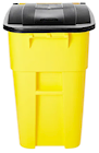 TRASH CAN, RUBBERMAID, BRUTE, ROLLOUT, PLASTIC, YELLOW, 50 GALLON THUMBNAIL