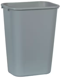 TRASH CAN, RUBBERMAID, INDOOR, PLASTIC, GREY, 10.25 GALLON MAIN