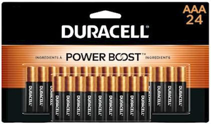 BATTERIES, AAA, DURACELL, COPPERTOP, ALKALINE, 24/CT LARGE