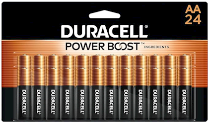 BATTERIES, AA, DURACELL, COPPERTOP, ALKALINE, 24/CT LARGE
