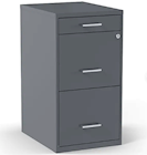 FILE CABINET, 3-DRAWER, VERTICAL, LOCKING, LETTER, CHARCOAL, 18"D THUMBNAIL