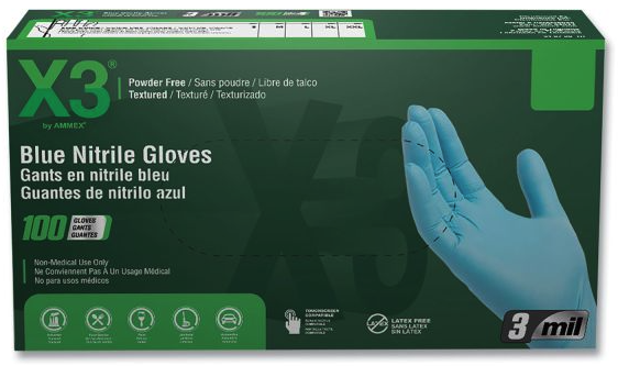 Disposable gloves, Nitrile, Size Large, Blue, 100 per box LARGE