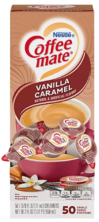 CREAMER, COFFEE MATE, VANILLA CARAMEL, LIQUID, 0.38 OZ., 50/CT MAIN